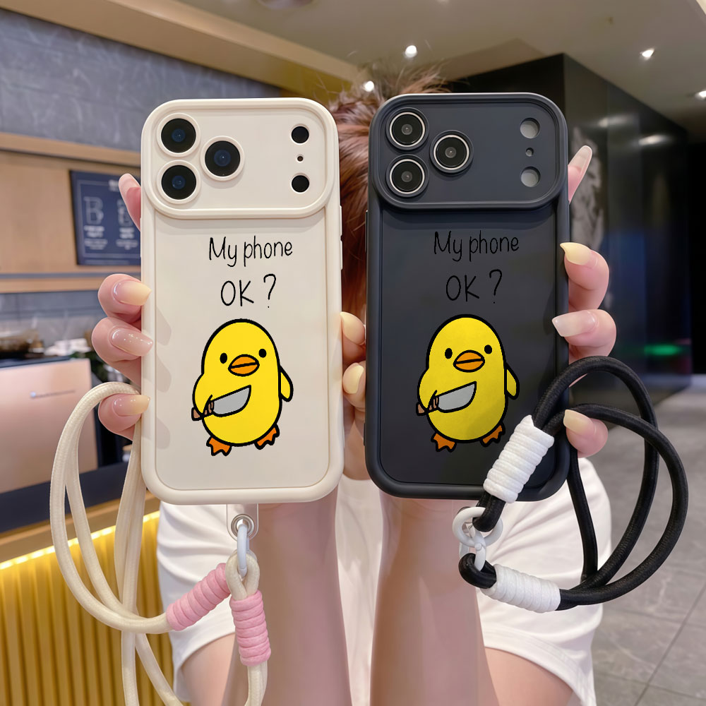 Cute Cartoon Wrist Strap Silicone Case - Urocze etui na telefon z kreskówkową