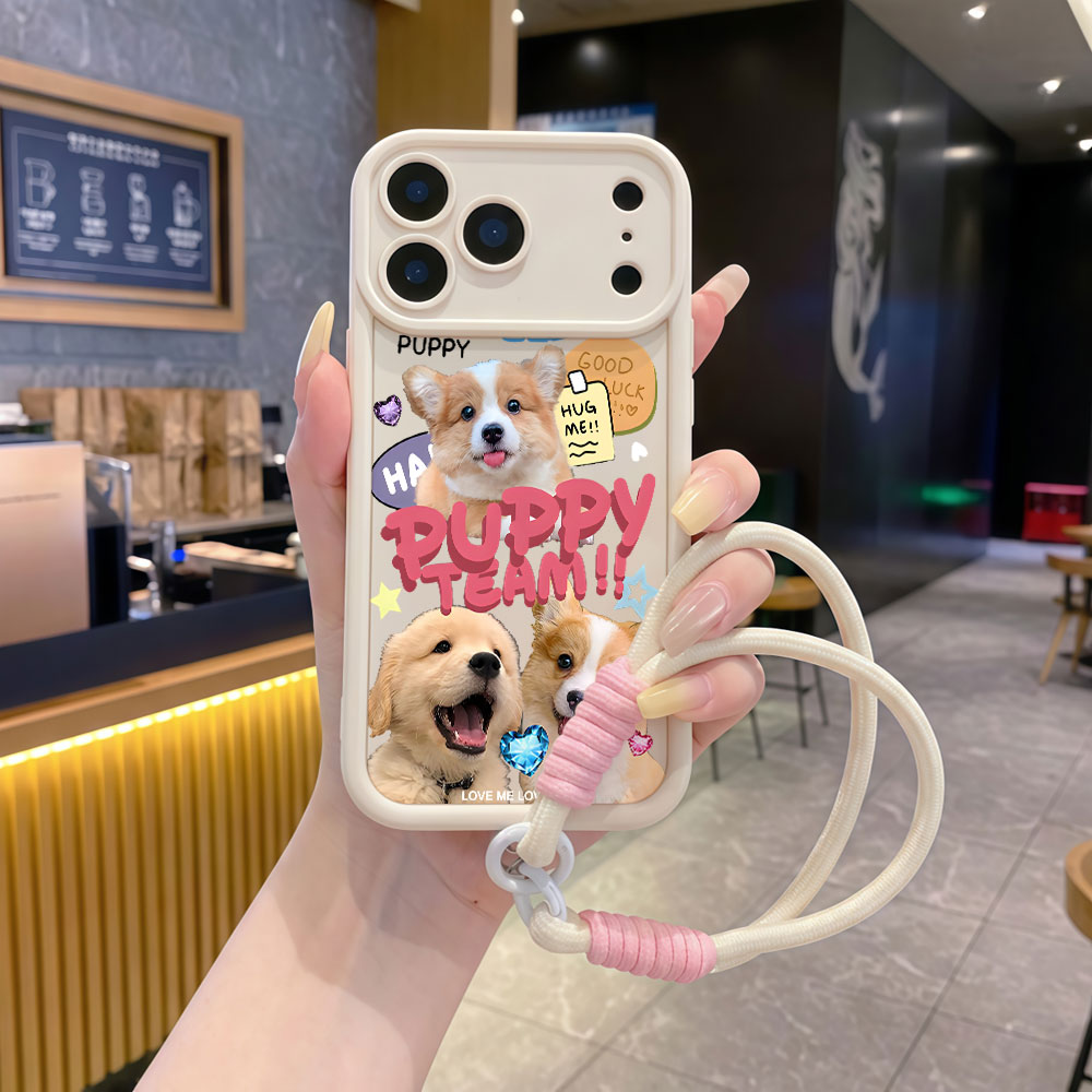 Cute Cartoon Wrist Strap Silicone Case - Miękkie etui na telefon z smyczą