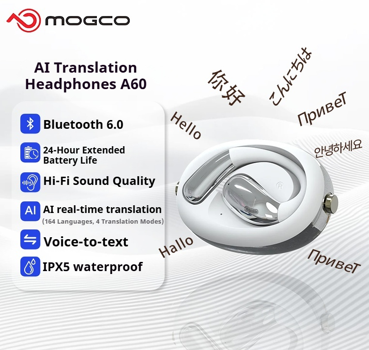Earphones - Słuchawki A60 Business AI Translator, tłumaczenie