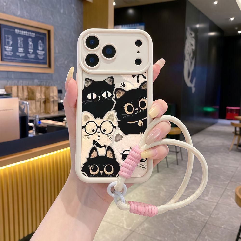 Cute Cartoon Wrist Strap Silicone Case - Odporne na wstrząsy etui na telefon