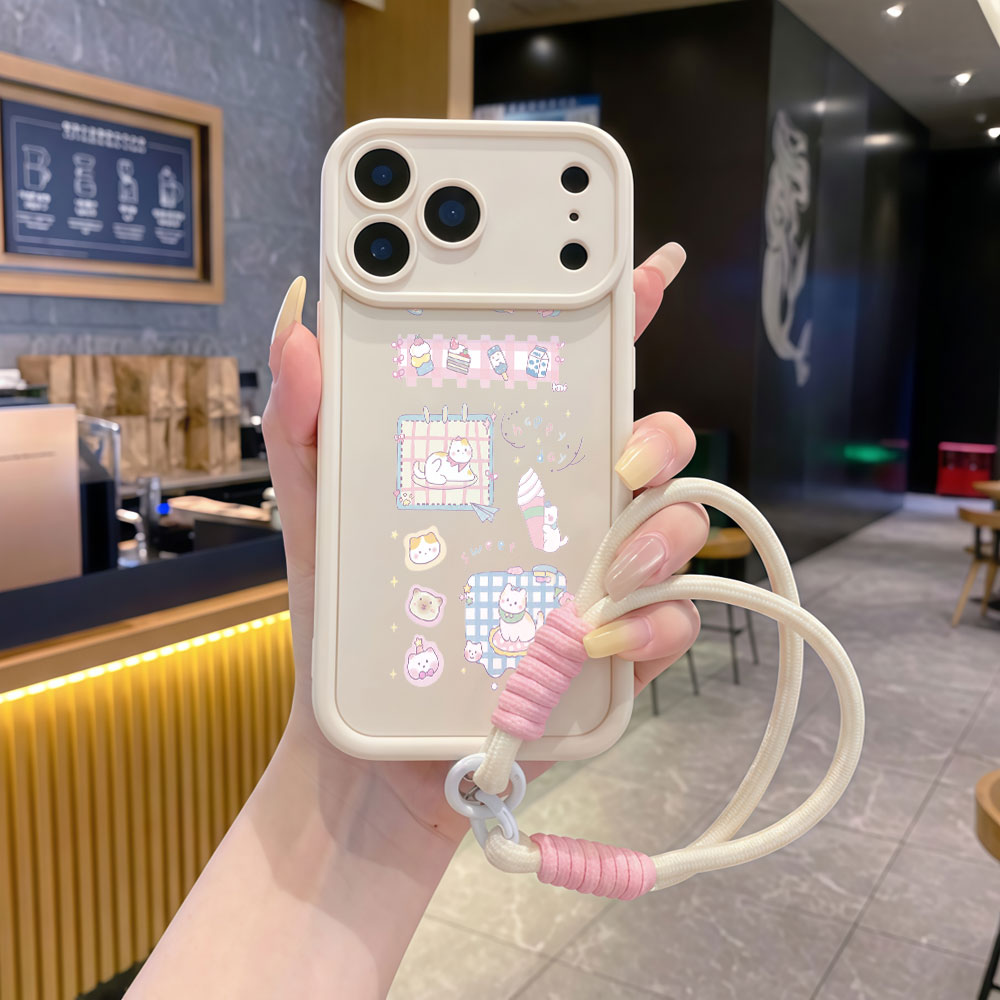 Cute Cartoon Wrist Strap Silicone Case - Etui na telefon z paskiem na