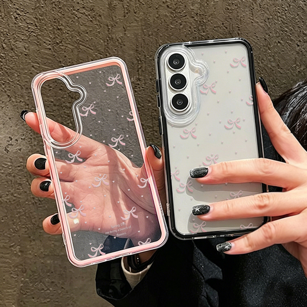 Clear Shockproof Bumper Case - Urocze różowe etui na telefon z