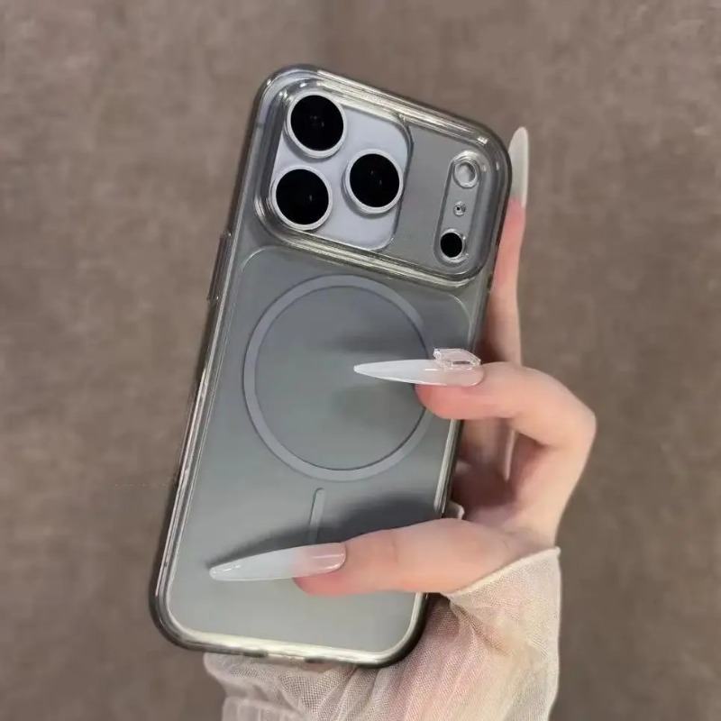 Clear Shockproof Bumper Case - Tytanowy Kolor Magnetyczne Przezroczyste Etui Magsafe