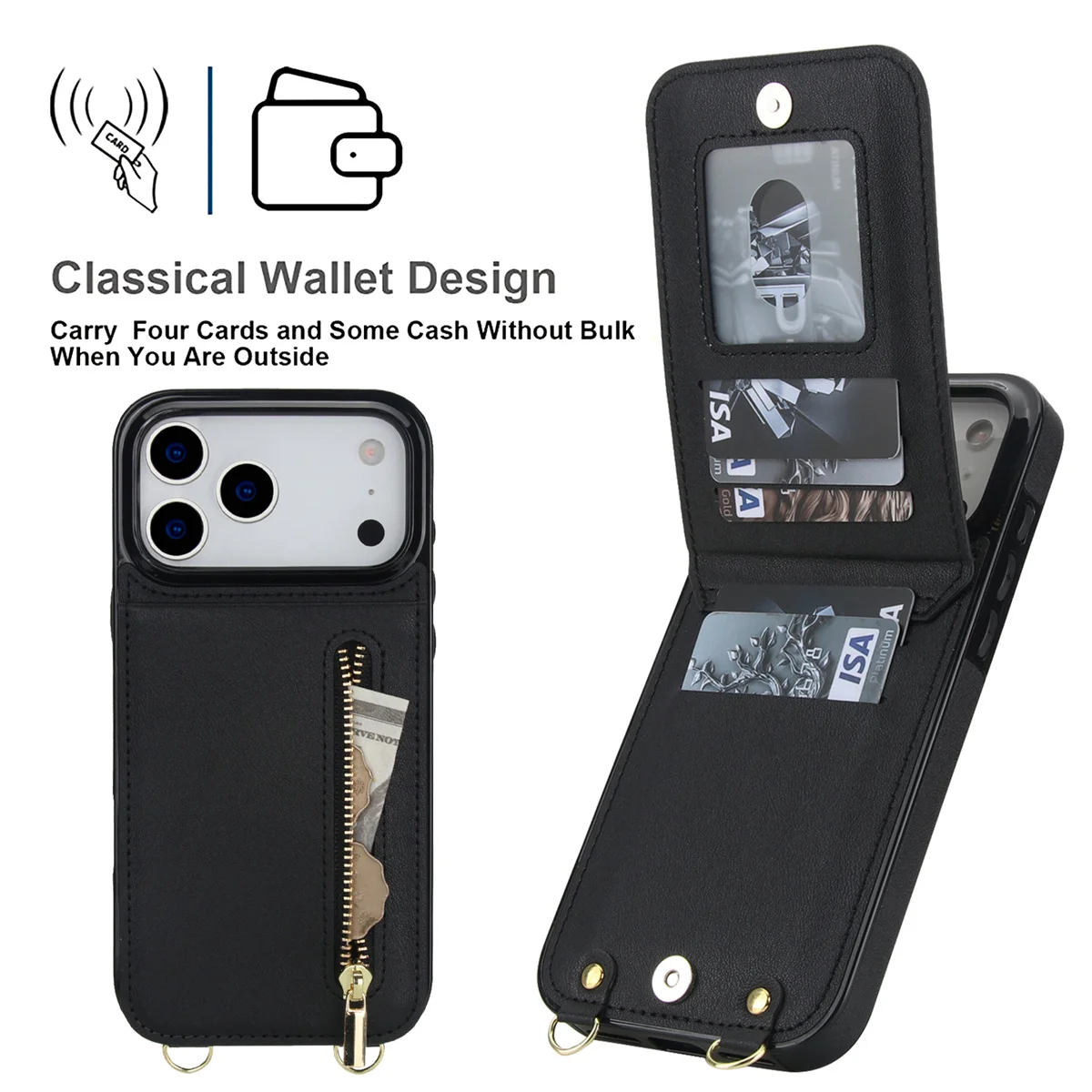 Skórzane etui na telefon z kie – Leather Wallet Card Holder Phone Cover recenzja i cena