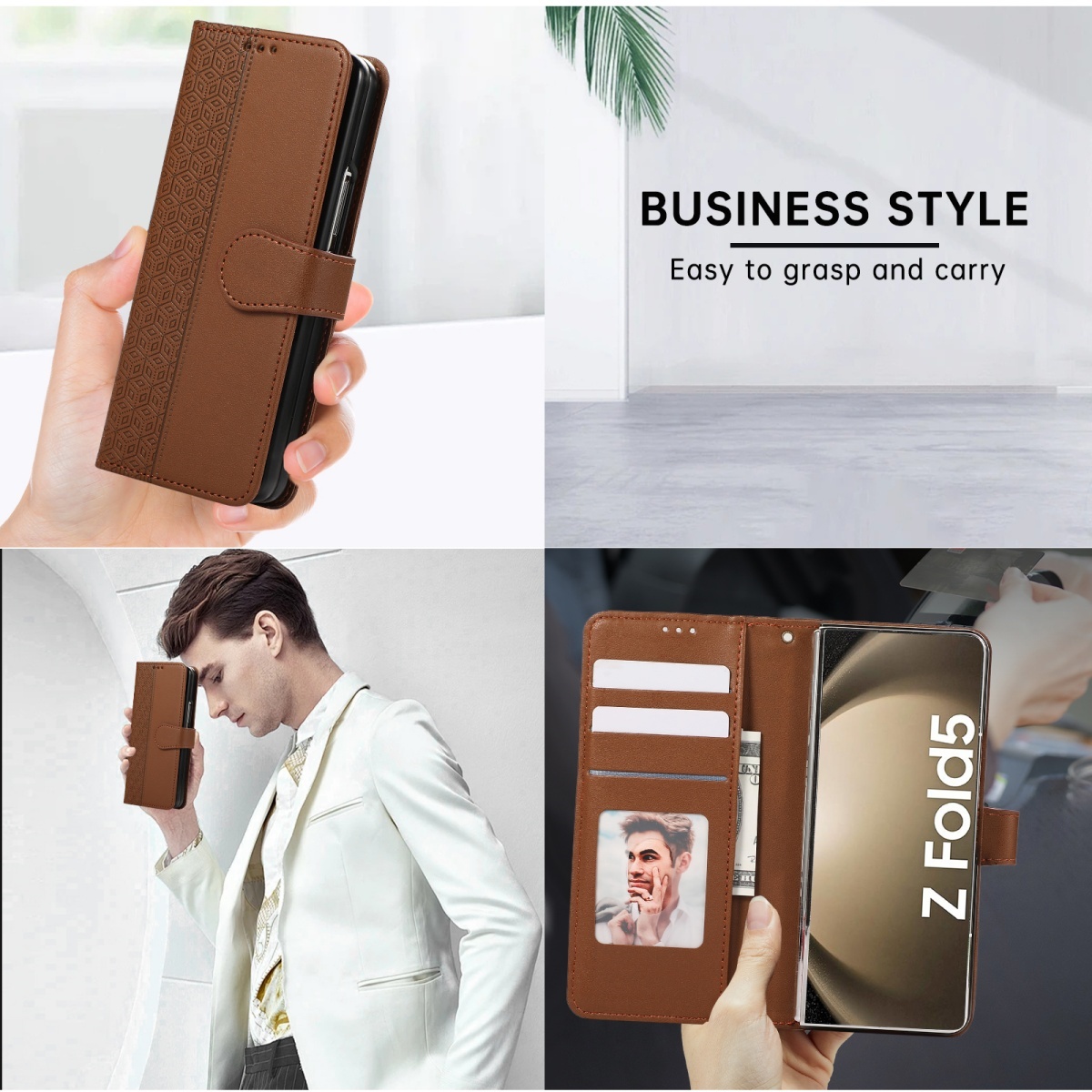 Skórzane etui z klapką i paski – Leather Wallet Card Holder Phone Cover recenzja i cena