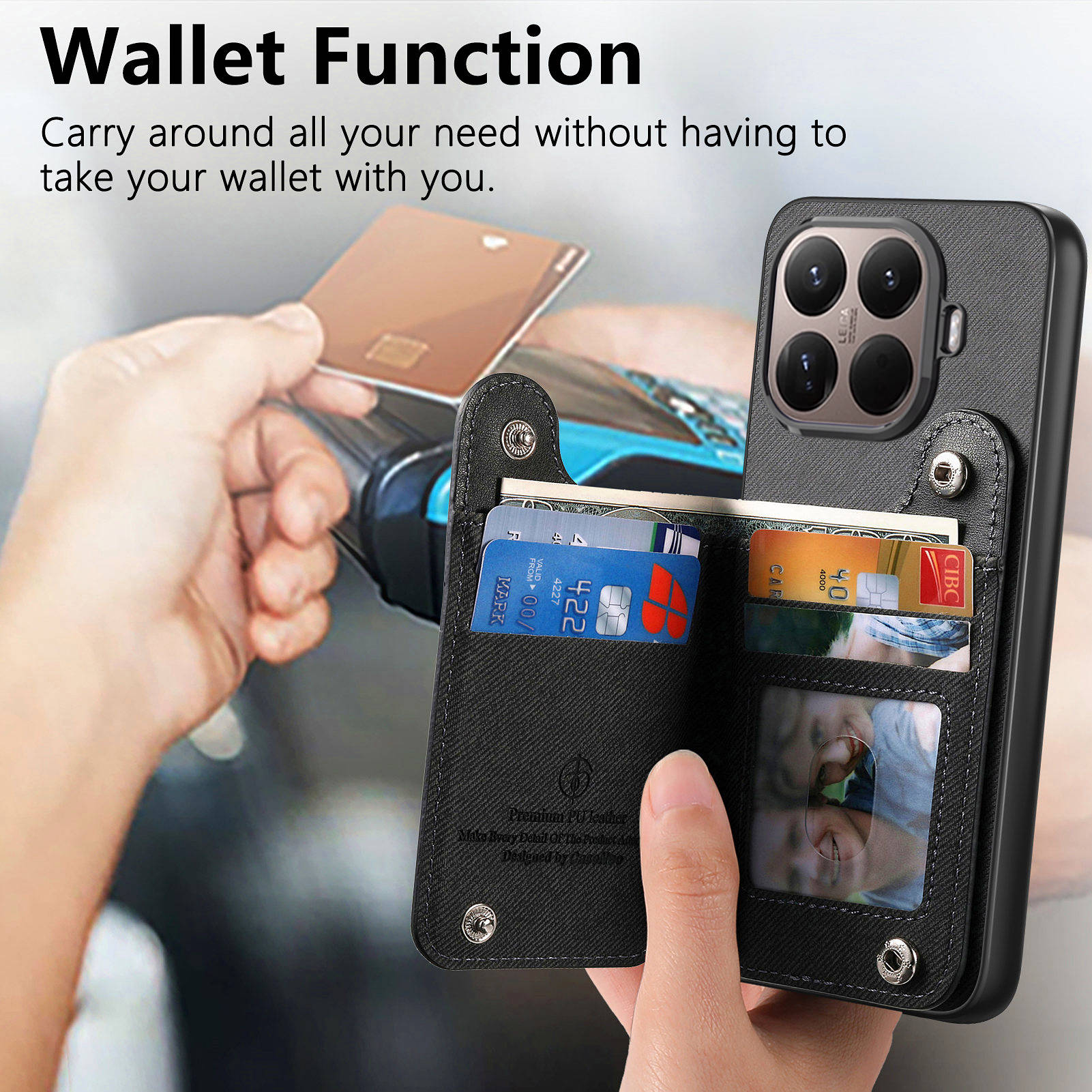 Skórzany portfel na zamek błys – Leather Wallet Card Holder Phone Cover recenzja i cena